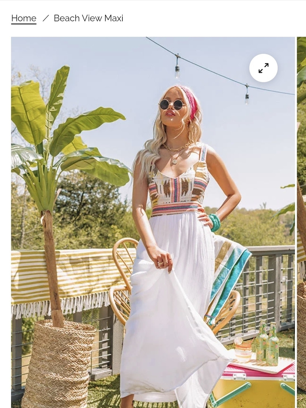 En Creme Boho Embroidered Bodice White Maxi Skirt